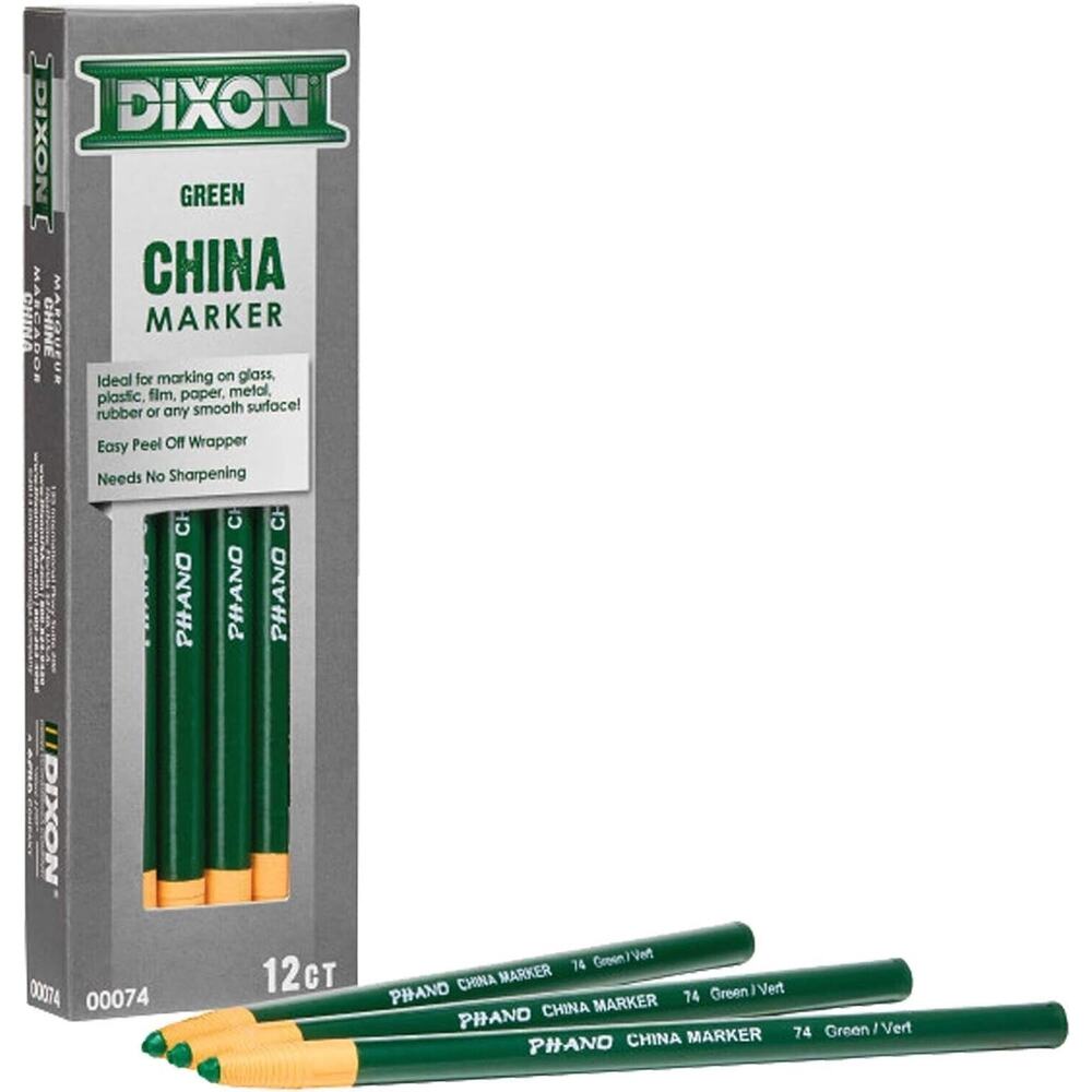 Dixon Phano Bold Tip China Markers Green Dozen (00074)‎ X00074
